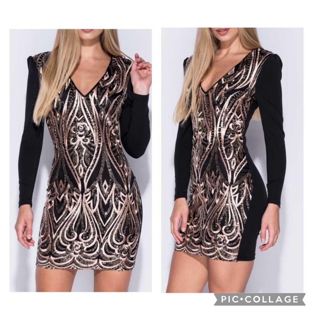 Long Sleeve Sequin Dress